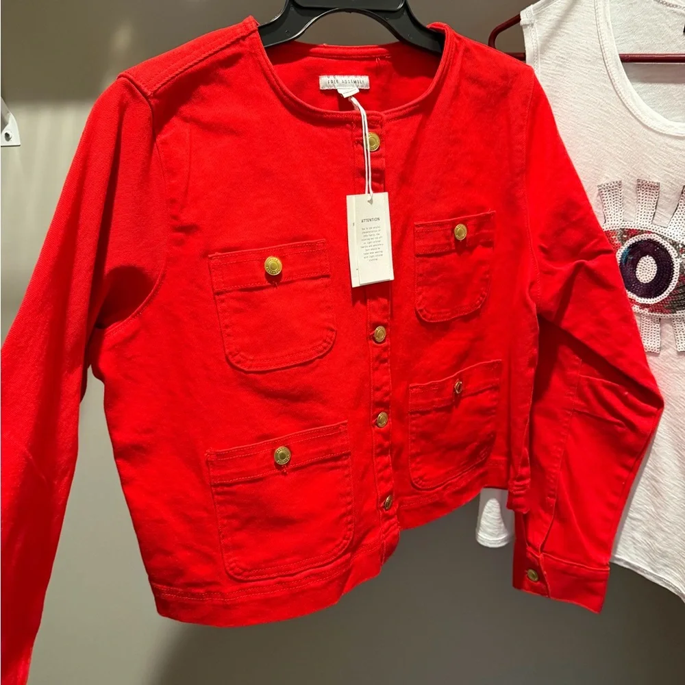 Free Assembly red Jean jacket Brand new! Super cute - Picture 1 of 2